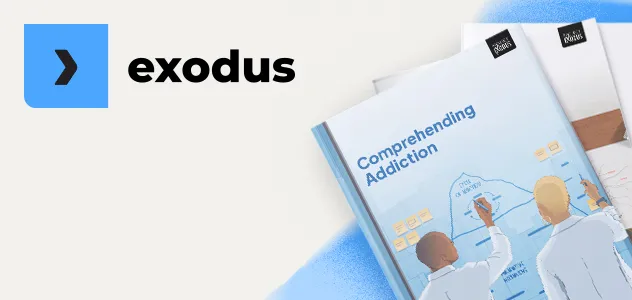 The "Exodus" recovery skills logo with a stack of branded workbooks.