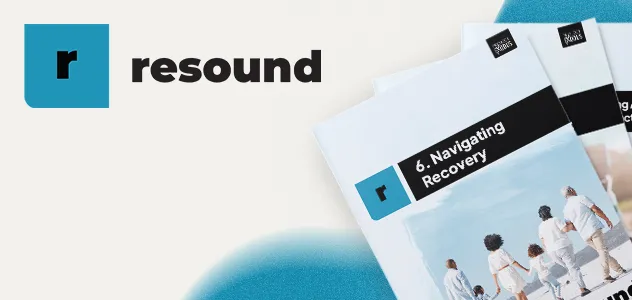 The "Resound" logo with a stack of branded workbooks.